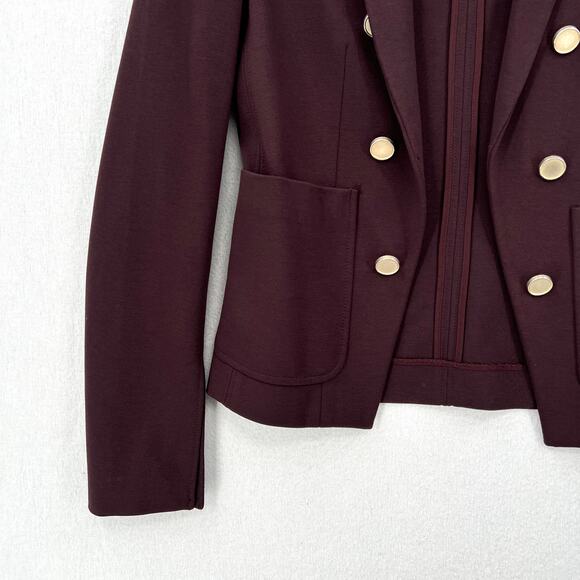 THEORY Jonita K Blazer Jacket Womens 2 Garnet Gold Button Open Burgundy - Picture 8 of 16